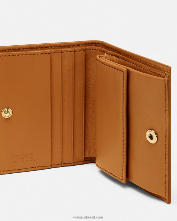 acessórios P2TX555 Versace carteira bifold deusa greca caramelo mulheres