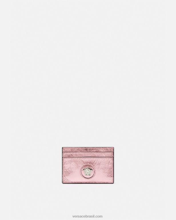 acessórios P2TX571 Versace porta cartão metálico la medusa rosa mulheres