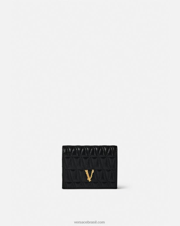 acessórios P2TX577 Versace carteira bifold acolchoada virtus preto mulheres