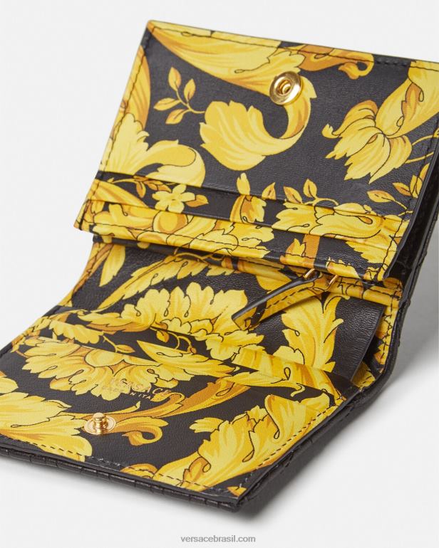 acessórios P2TX577 Versace carteira bifold acolchoada virtus preto mulheres