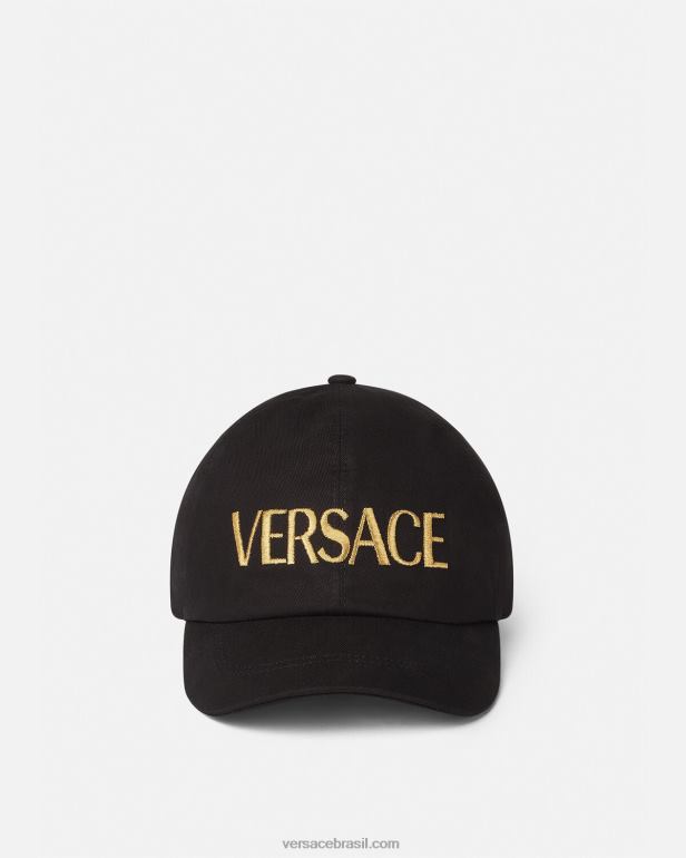 acessórios P2TX878 Versace boné com logotipo bordado preto mulheres