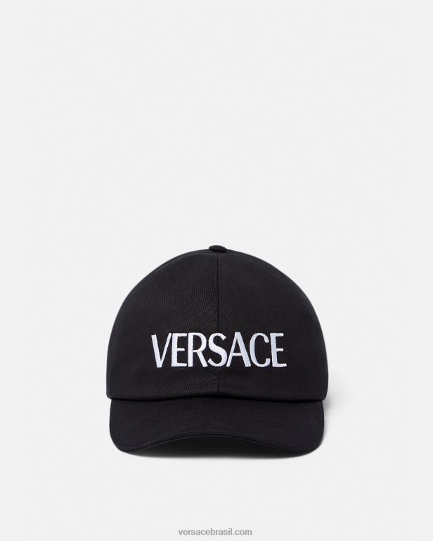 acessórios P2TX879 Versace boné com logotipo bordado preto mulheres