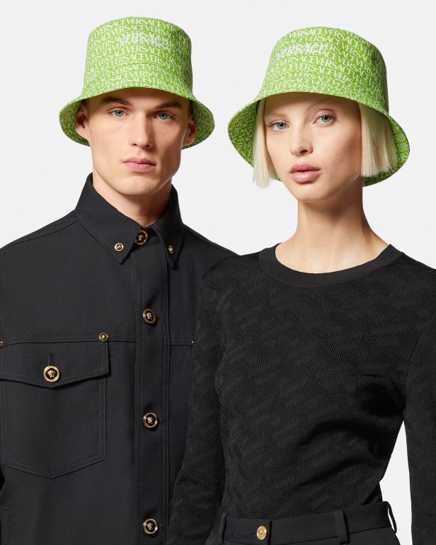 acessórios P2TX905 Versace chapéu bucket completo verde e estampado mulheres
