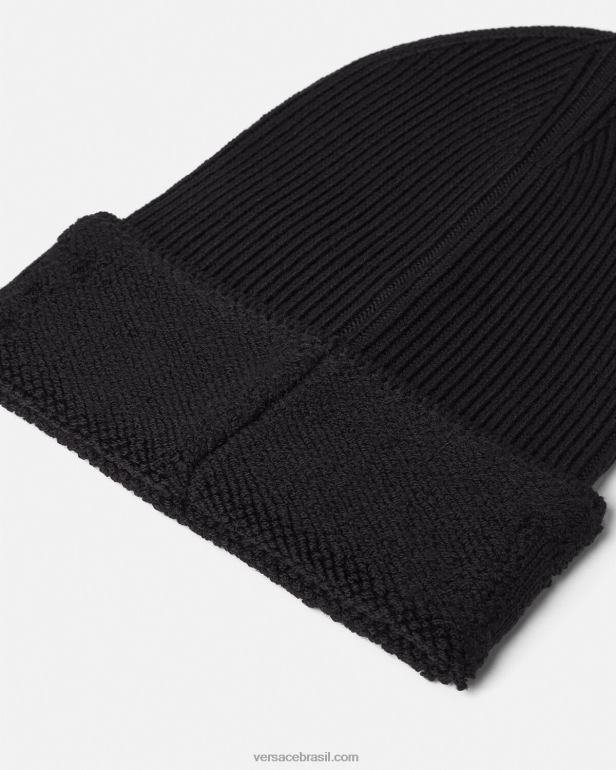 acessórios P2TX906 Versace gorro de tricô com logo preto mulheres