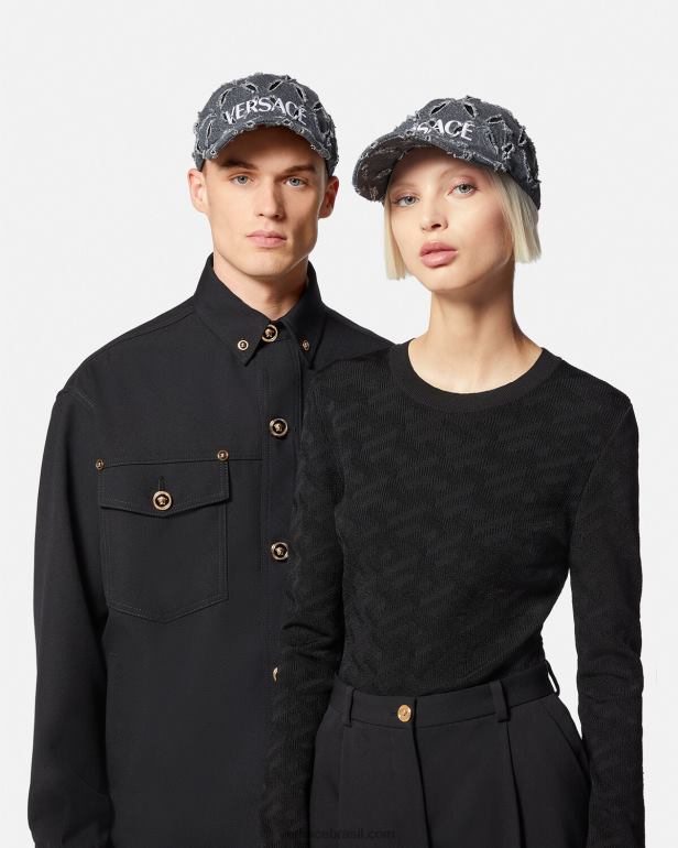 acessórios P2TX910 Versace boné de beisebol cortado com logotipo cinza mulheres