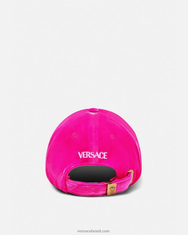 acessórios P2TX912 Versace boné de beisebol de veludo fúcsia mulheres