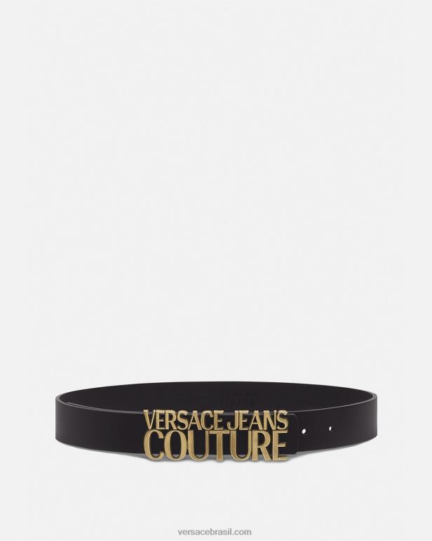 acessórios P2TX2339 Versace cinto de couro com logotipo preto mulheres