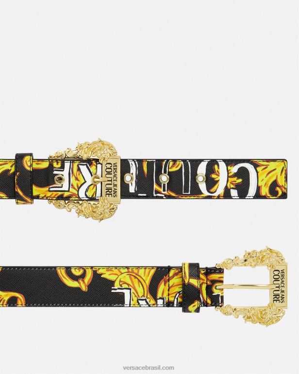 acessórios P2TX2350 Versace cinto de alta costura com logotipo ouro Preto mulheres