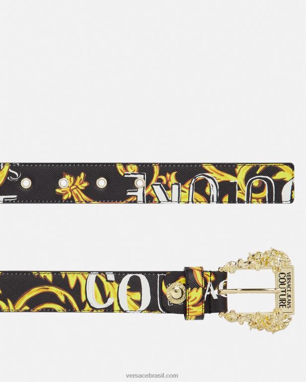 acessórios P2TX2351 Versace cinto couture1 com logo ouro Preto mulheres