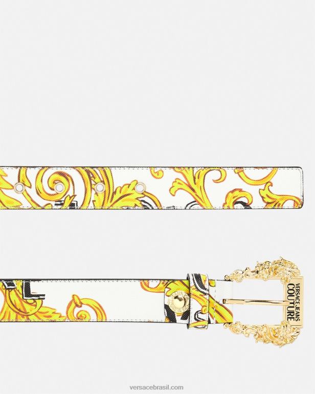 acessórios P2TX2352 Versace cinto couture1 com logo ouro e branco mulheres