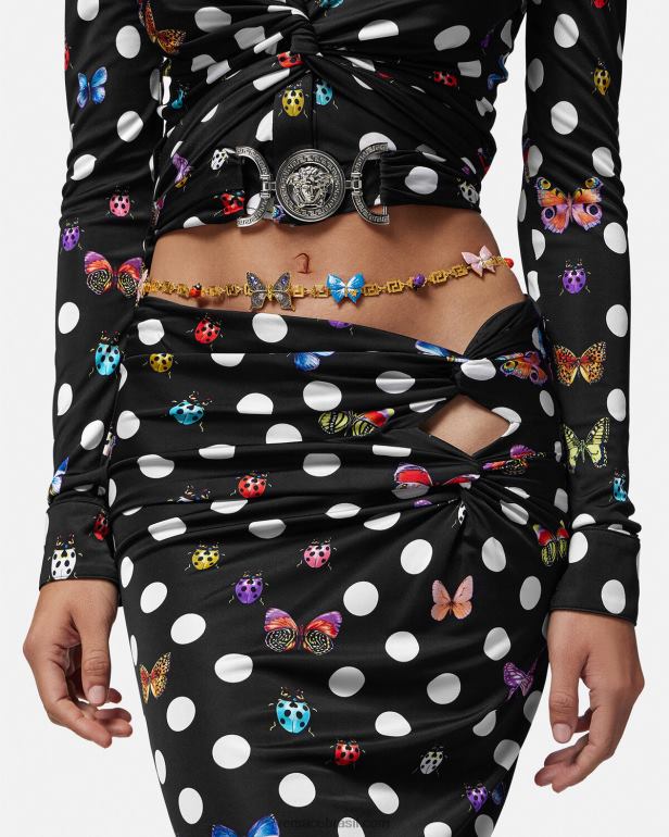 acessórios P2TX513 Versace cinto de corrente greca com borboletas de cristal ouro mulheres