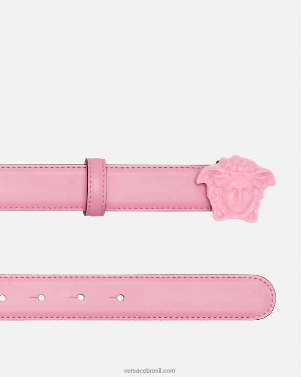 acessórios P2TX527 Versace cinto de couro la medusa rosa mulheres