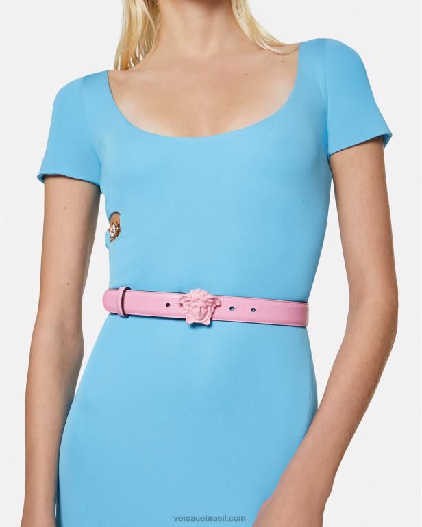 acessórios P2TX527 Versace cinto de couro la medusa rosa mulheres