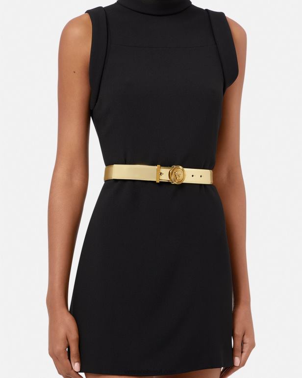 acessórios P2TX529 Versace cinto de couro medusa biggie ouro mulheres