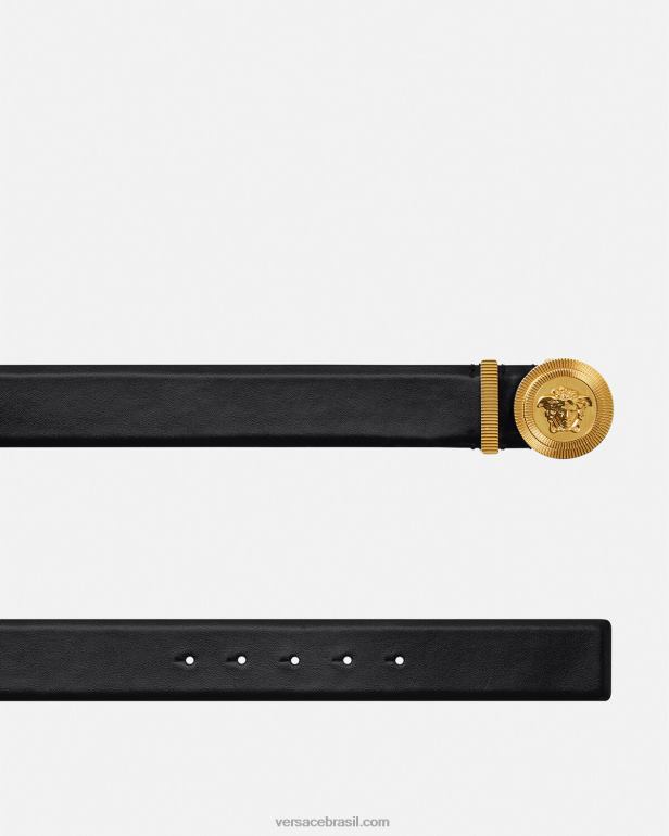 acessórios P2TX530 Versace cinto de couro medusa biggie preto mulheres