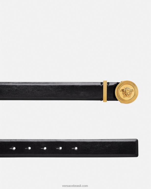 acessórios P2TX531 Versace cinto de couro medusa biggie preto mulheres