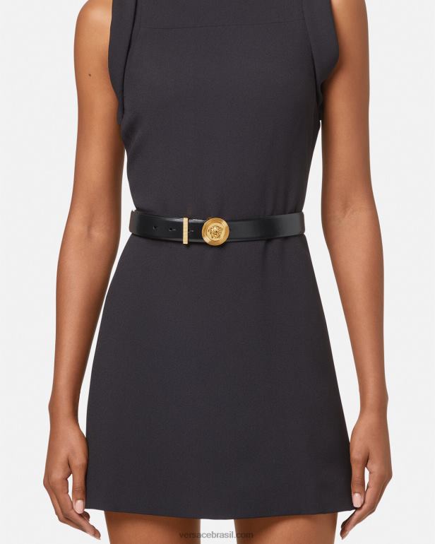 acessórios P2TX531 Versace cinto de couro medusa biggie preto mulheres