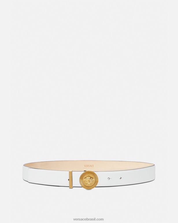 acessórios P2TX532 Versace cinto de couro medusa biggie branco mulheres