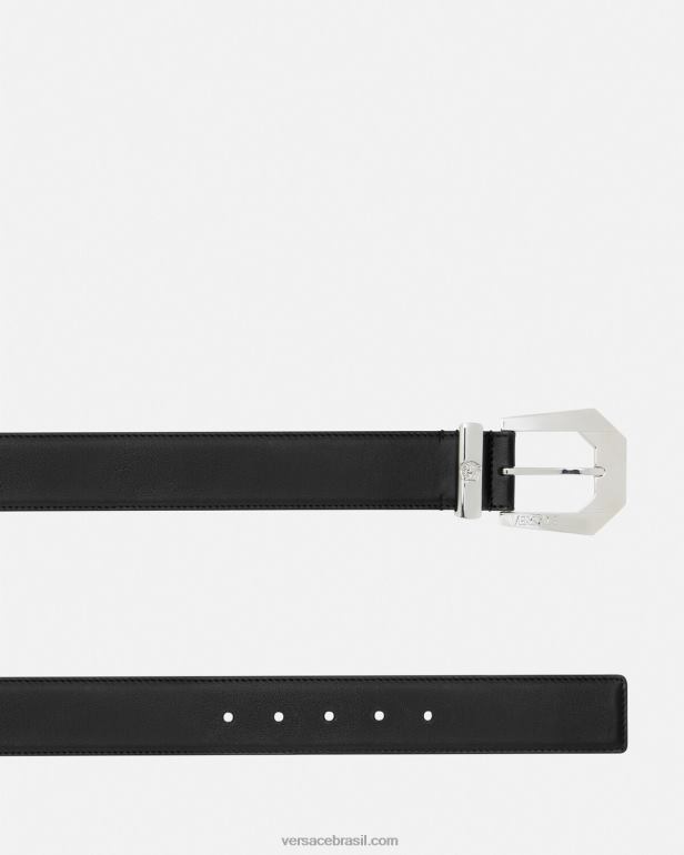acessórios P2TX534 Versace cinto de couro medusa preto mulheres