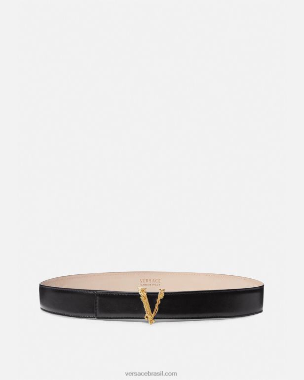 acessórios P2TX539 Versace cinto de couro virtus preto mulheres