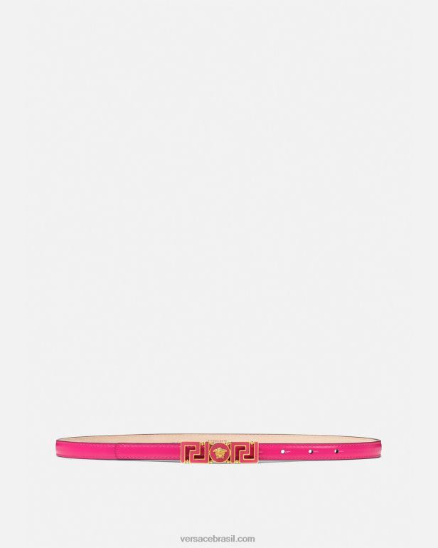 acessórios P2TX543 Versace cinto de couro fino deusa greca rosa mulheres