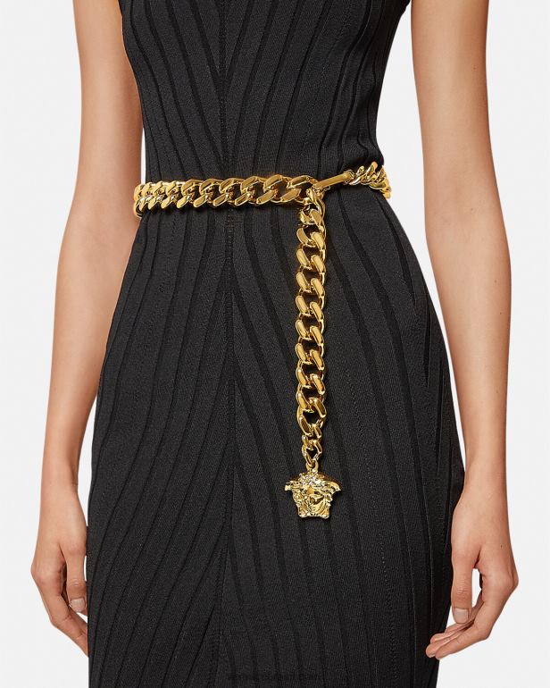 acessórios P2TX544 Versace cinto de corrente la medusa ouro mulheres