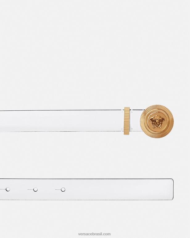 acessórios P2TX547 Versace cinto de couro fino medusa biggie branco mulheres