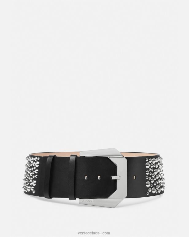 acessórios P2TX548 Versace cinto largo de herança medusa com pontas preto mulheres