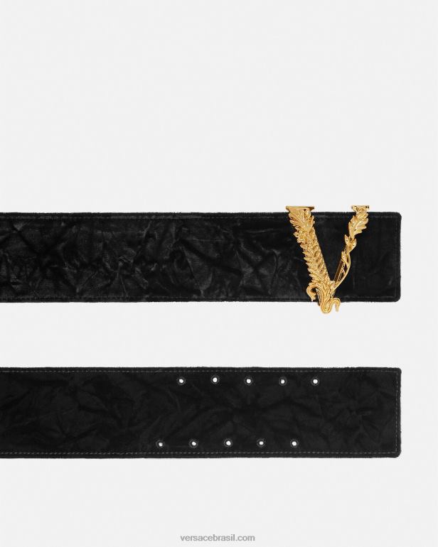 acessórios P2TX553 Versace cinto largo de veludo virtus preto mulheres