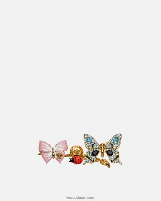 acessórios P2TX714 Versace anel de punho de borboletas de cristal ouro mulheres