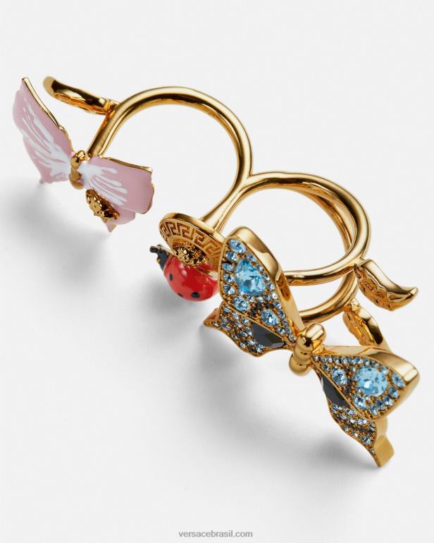 acessórios P2TX714 Versace anel de punho de borboletas de cristal ouro mulheres