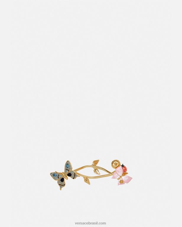 acessórios P2TX715 Versace pulseira de punho de palma de borboletas de cristal ouro mulheres