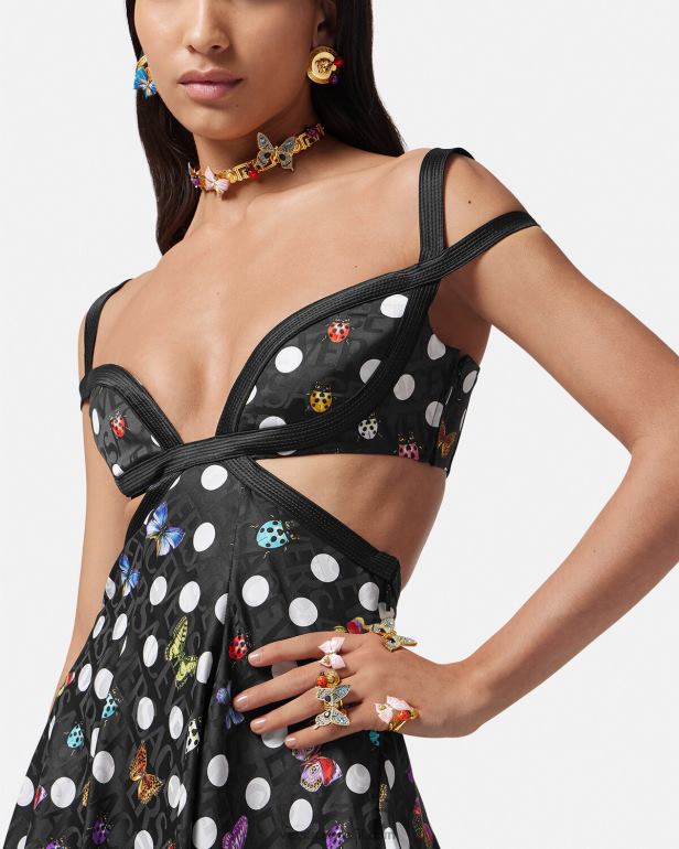 acessórios P2TX715 Versace pulseira de punho de palma de borboletas de cristal ouro mulheres