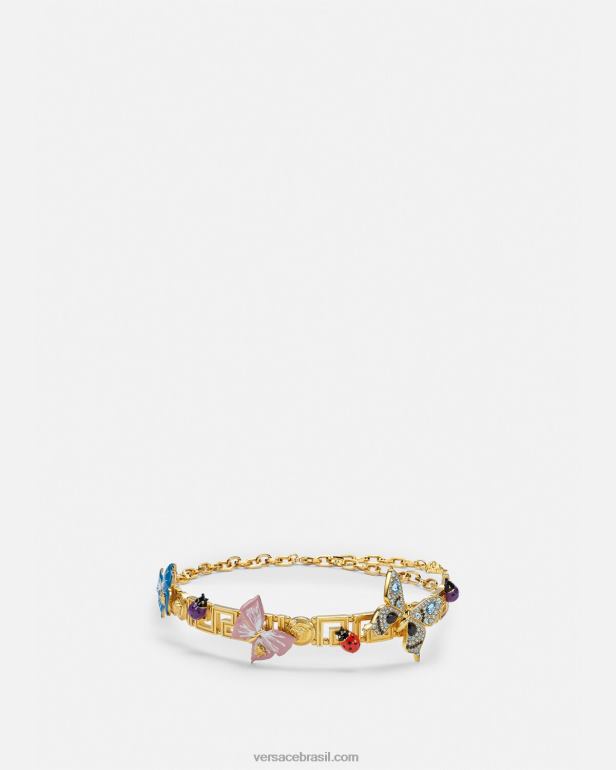 acessórios P2TX716 Versace gargantilha greca com borboletas de cristal ouro mulheres