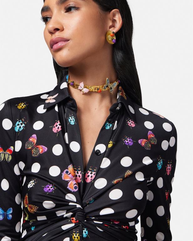 acessórios P2TX716 Versace gargantilha greca com borboletas de cristal ouro mulheres