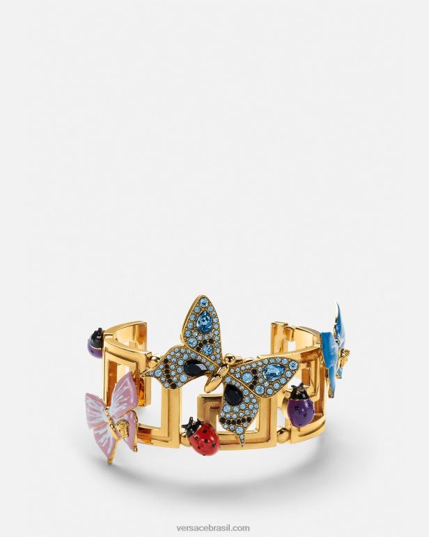 acessórios P2TX718 Versace pulseira de cristal borboletas ouro mulheres