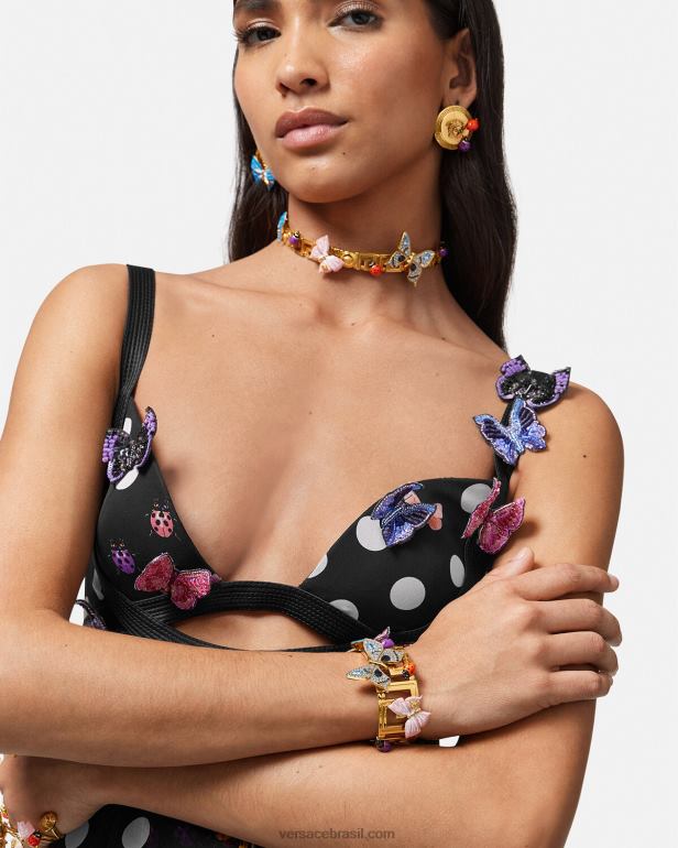 acessórios P2TX718 Versace pulseira de cristal borboletas ouro mulheres