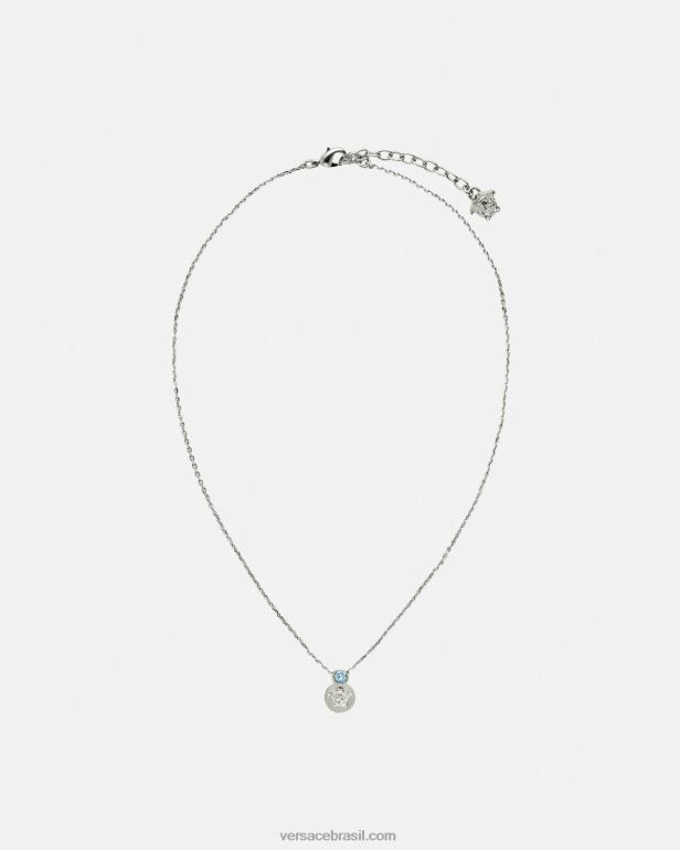 acessórios P2TX726 Versace colar de medusa de cristal azul claro e metálico mulheres