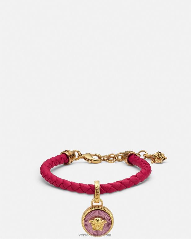 acessórios P2TX729 Versace pulseira de couro medusa biggie fúcsia mulheres