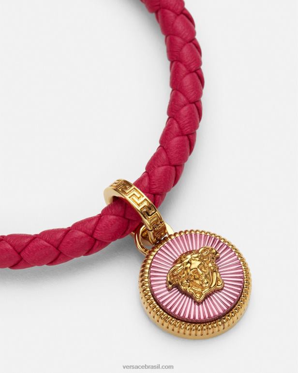 acessórios P2TX729 Versace pulseira de couro medusa biggie fúcsia mulheres