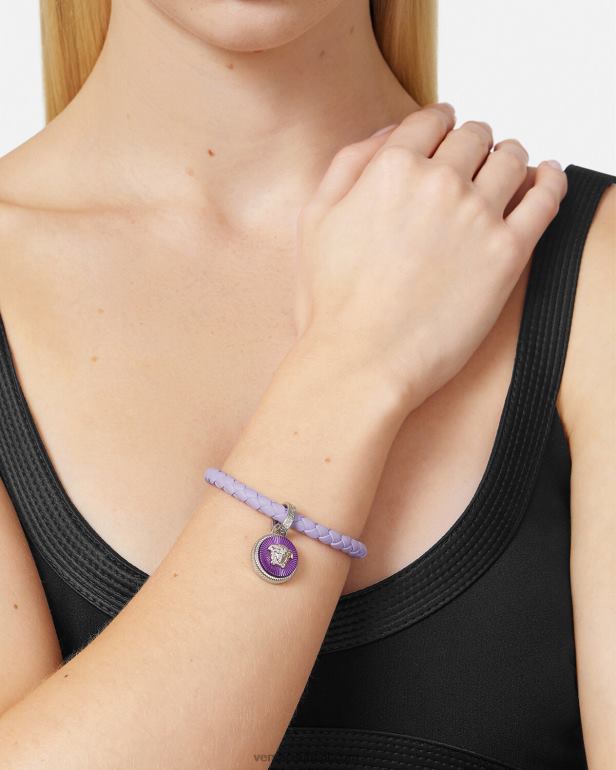 acessórios P2TX730 Versace pulseira de couro medusa biggie azul claro mulheres