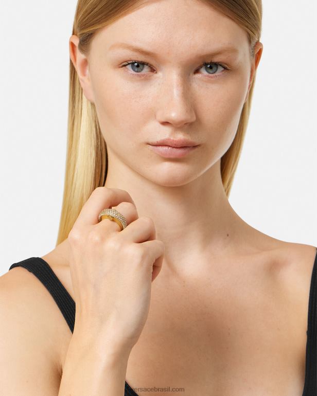 acessórios P2TX733 Versace anel de lua de galáxia de cristal ouro mulheres