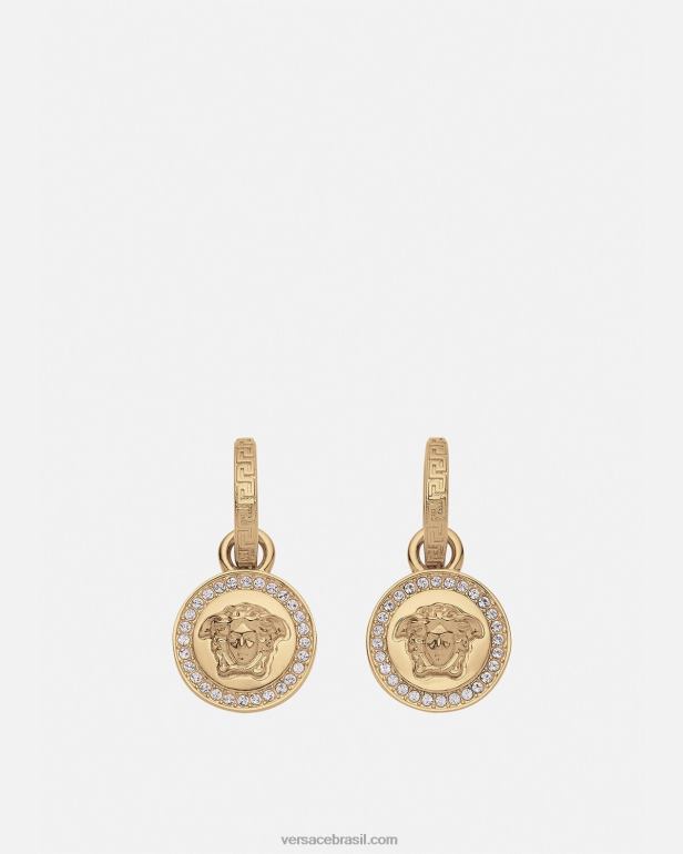 acessórios P2TX742 Versace brincos de cristal la medusa greca ouro mulheres
