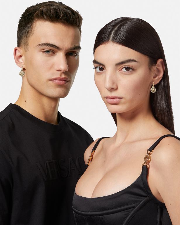 acessórios P2TX742 Versace brincos de cristal la medusa greca ouro mulheres