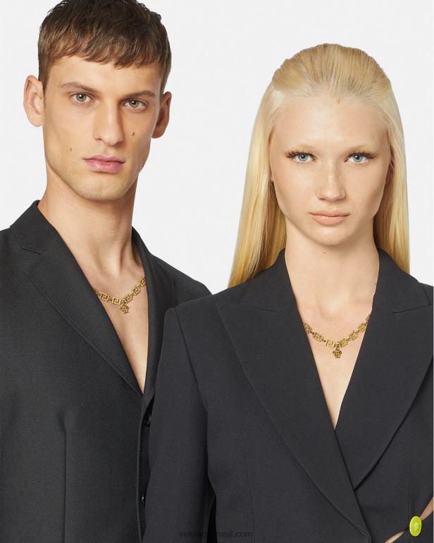 acessórios P2TX744 Versace colar medusa grega ouro mulheres