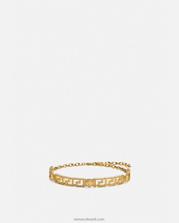 acessórios P2TX747 Versace gargantilha de cristal medusa greca ouro mulheres