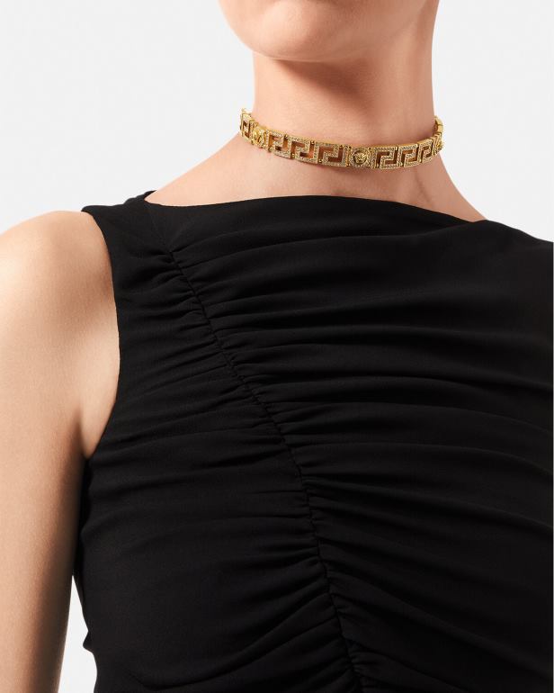 acessórios P2TX747 Versace gargantilha de cristal medusa greca ouro mulheres