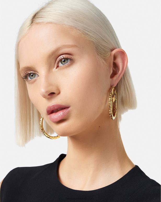 acessórios P2TX749 Versace brincos de argola Greca ouro mulheres