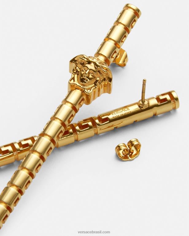 acessórios P2TX750 Versace brincos assimétricos Greca ouro mulheres