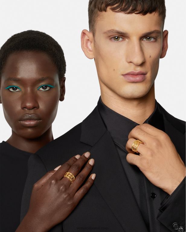 acessórios P2TX752 Versace anel grego ouro quente mulheres